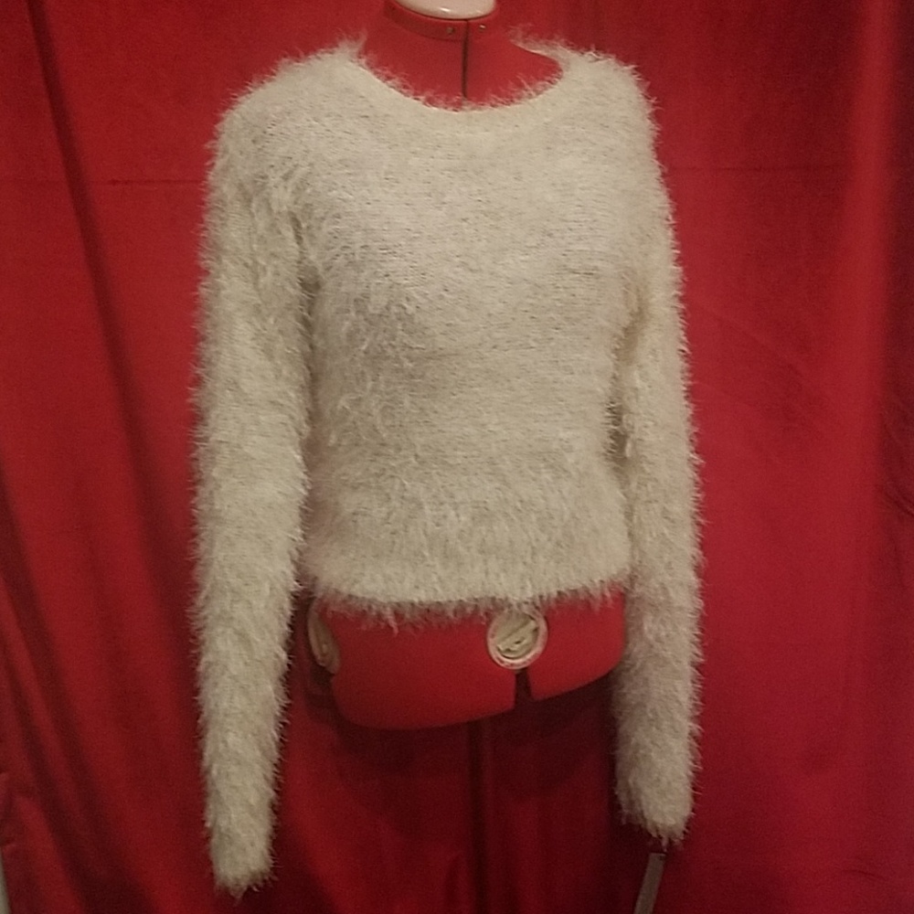 Fuzzy white sweater